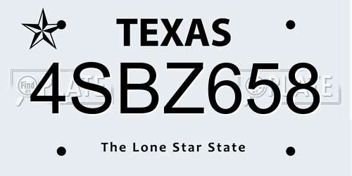 4SBZ658 Texas License Plate