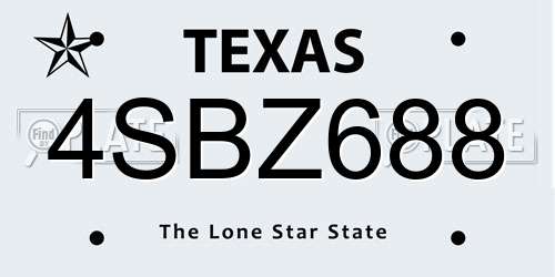 4SBZ688 Texas License Plate