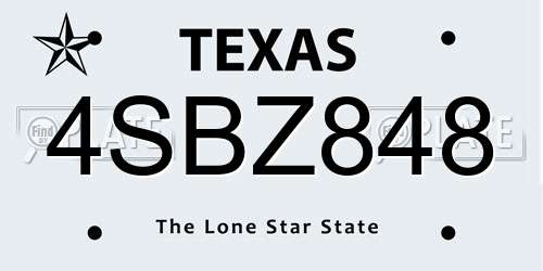 4SBZ848 Texas License Plate