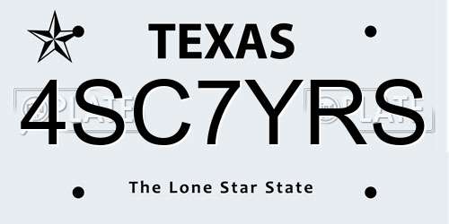 4SC7YRS Texas License Plate
