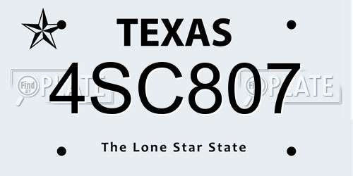 4SC807 Texas License Plate