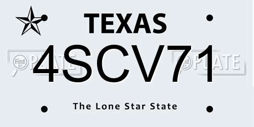 4SCV71 Texas License Plate