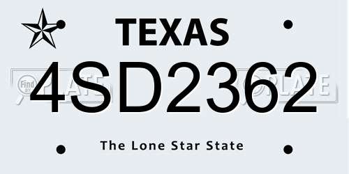 4SD2362 Texas License Plate