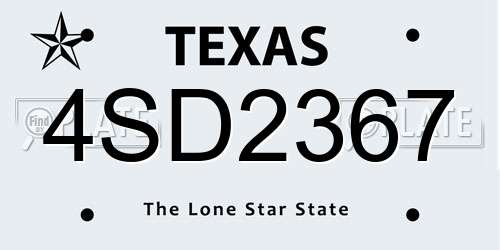 4SD2367 Texas License Plate