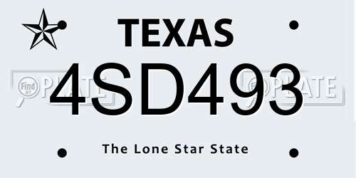 4SD493 Texas License Plate