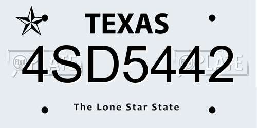 4SD5442 Texas License Plate