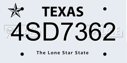 4SD7362 Texas License Plate