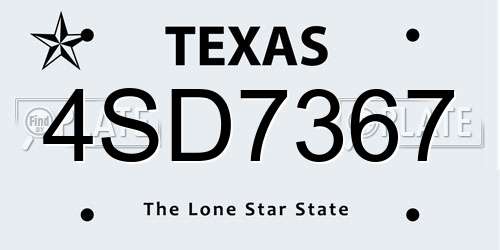 4SD7367 Texas License Plate