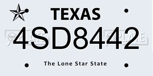 4SD8442 Texas License Plate