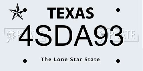 4SDA93 Texas License Plate