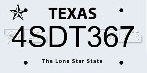 4SDT367 Texas License Plate