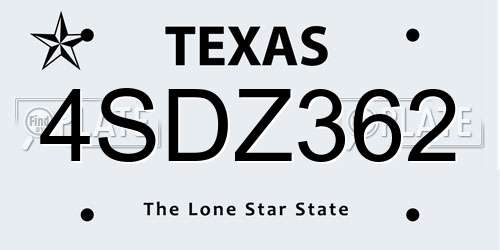 4SDZ362 Texas License Plate