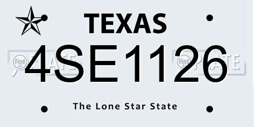 4SE1126 Texas License Plate