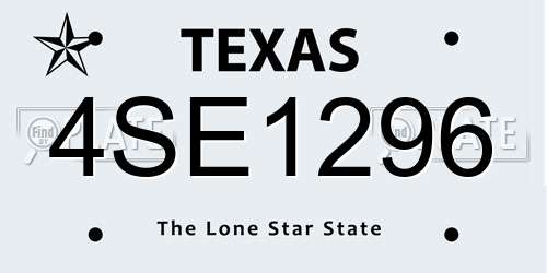 4SE1296 Texas License Plate