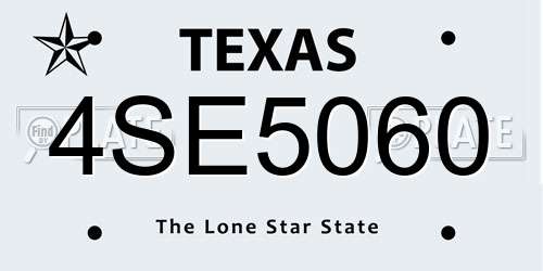 4SE5060 Texas License Plate