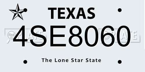 4SE8060 Texas License Plate