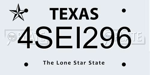 4SEI296 Texas License Plate