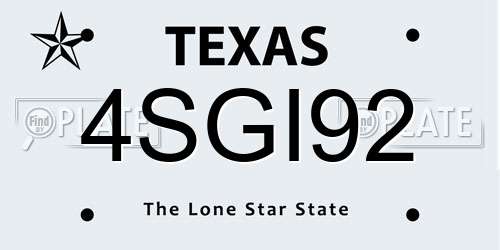 4SGI92 Texas License Plate