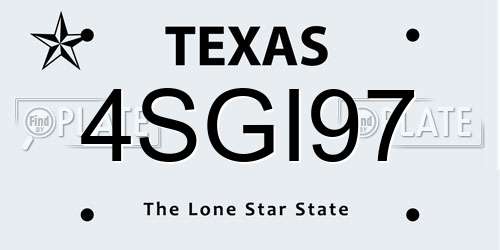 4SGI97 Texas License Plate