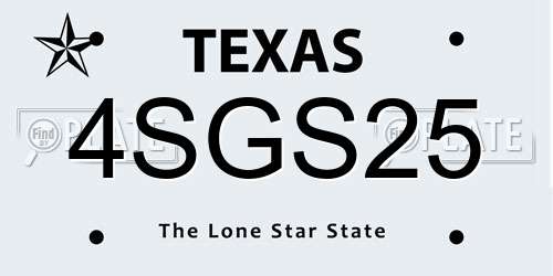 4SGS25 Texas License Plate