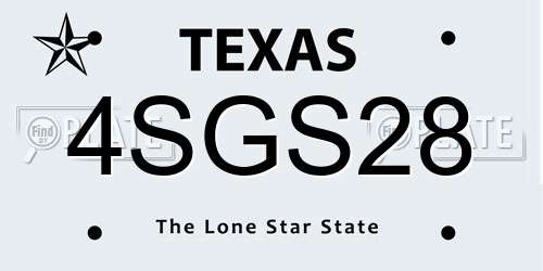 4SGS28 Texas License Plate
