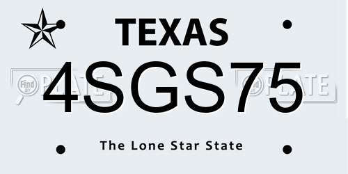 4SGS75 Texas License Plate