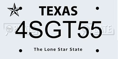 4SGT55 Texas License Plate