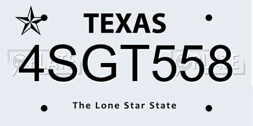 4SGT558 Texas License Plate