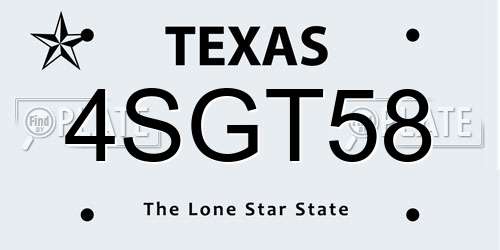 4SGT58 Texas License Plate
