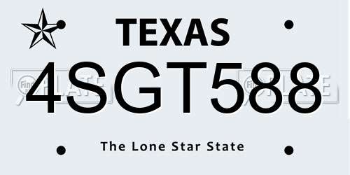 4SGT588 Texas License Plate