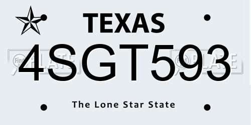 4SGT593 Texas License Plate