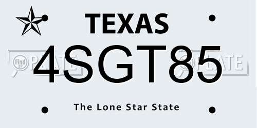4SGT85 Texas License Plate