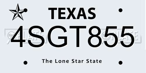 4SGT855 Texas License Plate