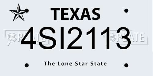 4SI2113 Texas License Plate