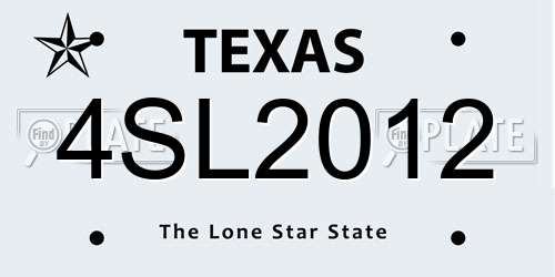 4SL2012 Texas License Plate
