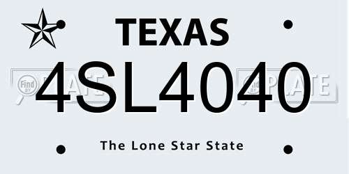 4SL4040 Texas License Plate