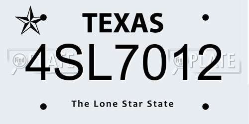 4SL7012 Texas License Plate