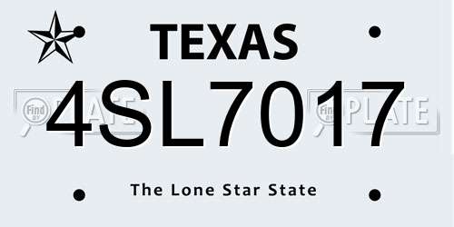 4SL7017 Texas License Plate