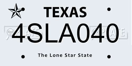 4SLA040 Texas License Plate