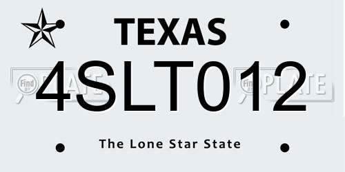4SLT012 Texas License Plate