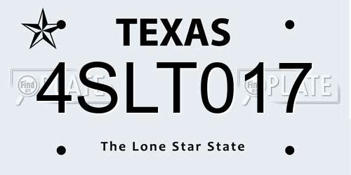 4SLT017 Texas License Plate