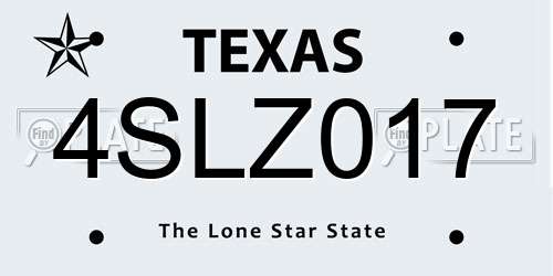 4SLZ017 Texas License Plate