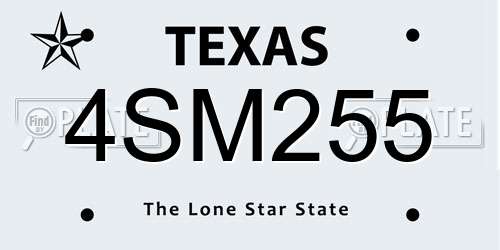 4SM255 Texas License Plate
