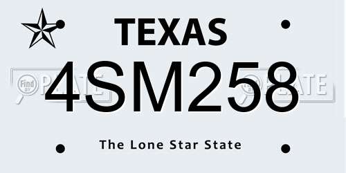 4SM258 Texas License Plate