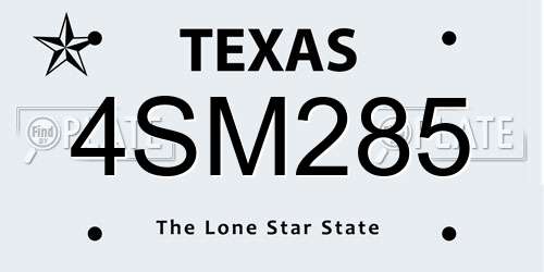 4SM285 Texas License Plate