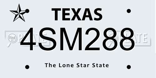 4SM288 Texas License Plate