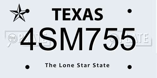 4SM755 Texas License Plate
