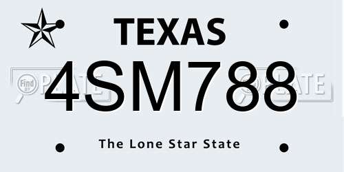 4SM788 Texas License Plate