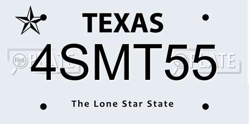 4SMT55 Texas License Plate