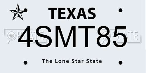 4SMT85 Texas License Plate